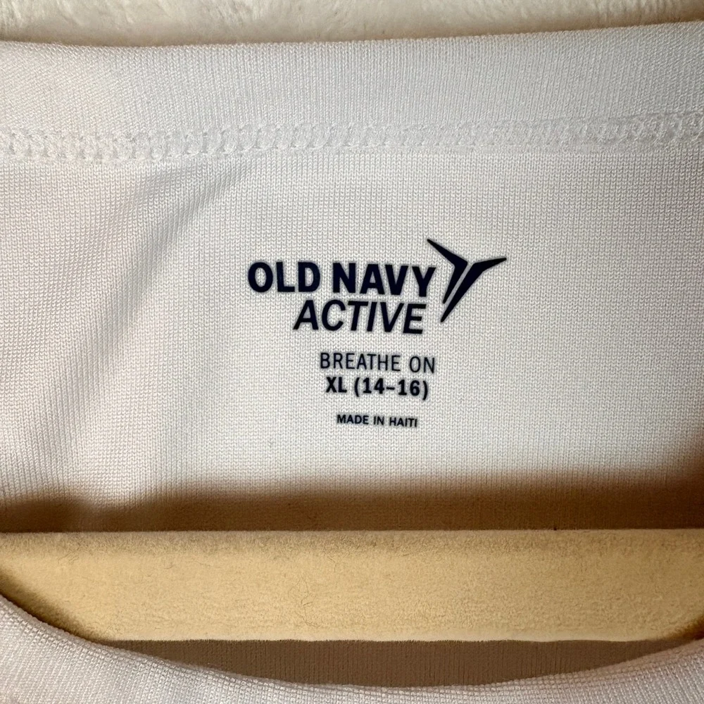 Old Navy Active Tank and Shorts Kids XL 14-16 White Pink Excellent Sporty Set